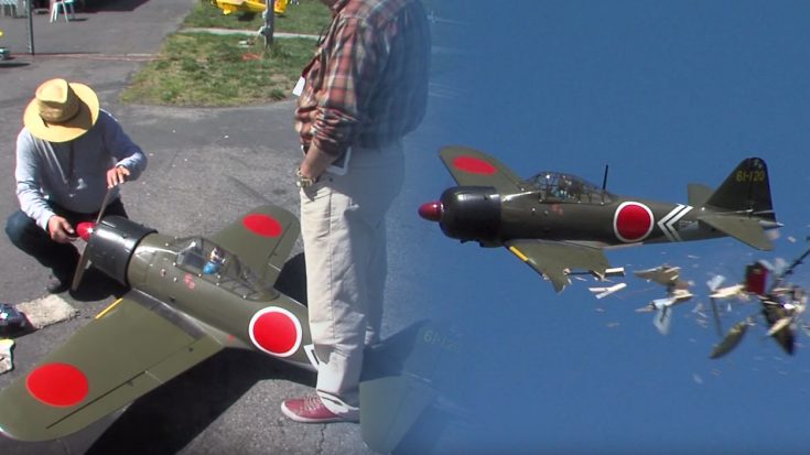Expensive RC Japanese Zero Collides With RC Chopper- Who Was At Fault Though? | World War Wings Videos