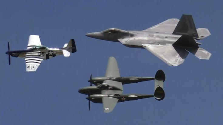 Mustang, Lightning, and Raptor Heritage Flight | World War Wings Videos