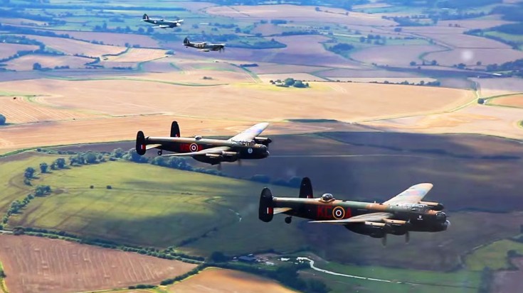 A British Treat: 2 Lancasters Escorted By 2 Spitfires | World War Wings Videos