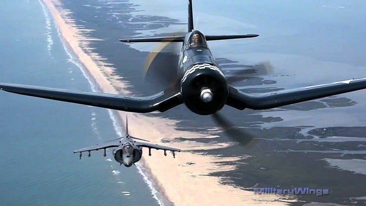 Breathtaking View: F4U Corsair & AV-8B Harrier Side By Side | World War Wings Videos