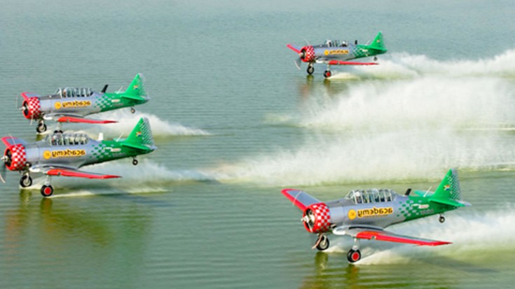 Waterskiing With A Plane: T-6 Team With Steady Hands | World War Wings Videos