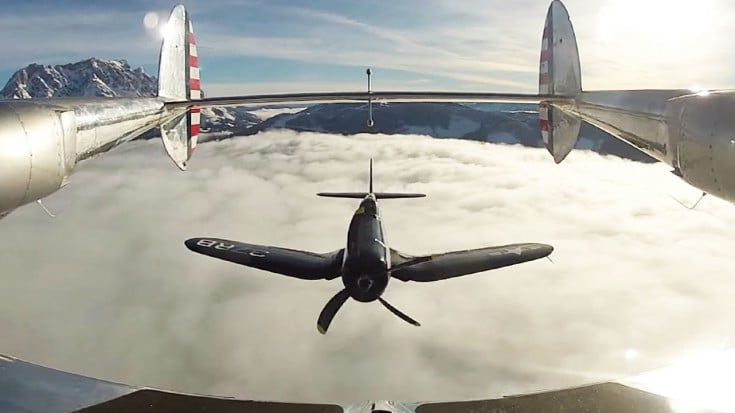 F4U Corsair And P-38 Lightning Loop and Barrel Roll Over the Alps | World War Wings Videos