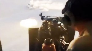 Mi-17 Helicopter Door Gunner Smokes ISIS Enemy Truck In Nukhayb