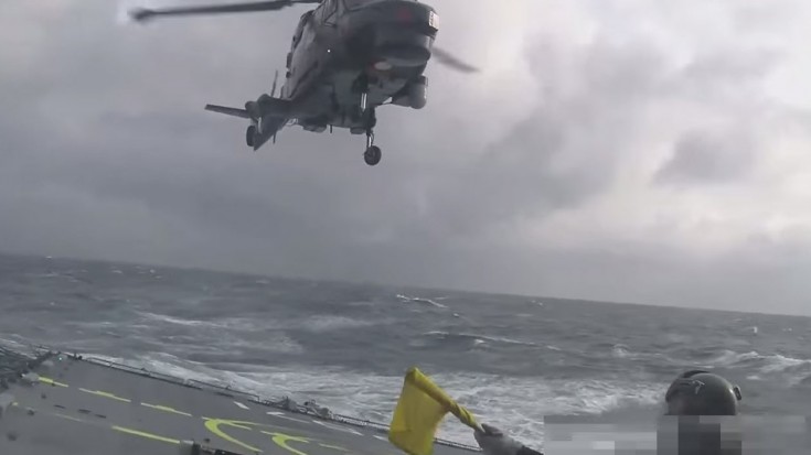 Helicopter Lands On Ship During Raging Sea | World War Wings Videos