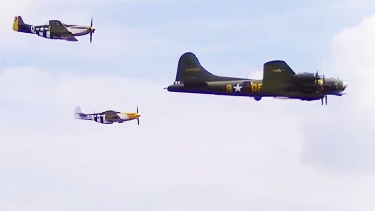 B-17 Flying Fortress Escorted By Her Favorite Team Of P-51 Mustangs | World War Wings Videos