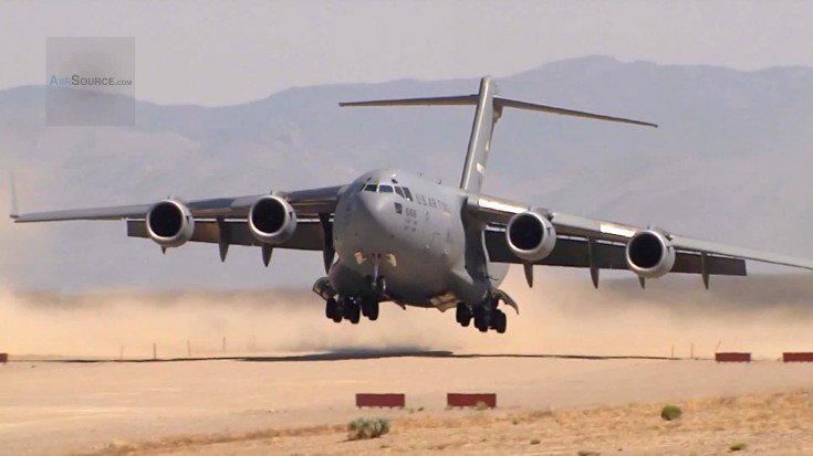 C-17 Lands On Dirt So Smoothly The Wings Barely Moved | World War Wings Videos