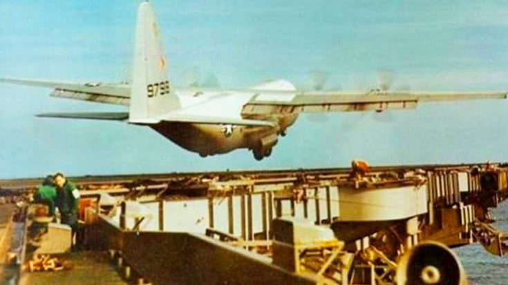 Footage Of C-130 Carrier Landing-The Biggest Aircraft To Do So In History | World War Wings Videos