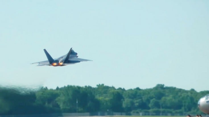 F-22s Afterburner Takeoffs With A Rare WWII Bomber Surprise | World War Wings Videos