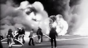 Sailors Stand Ground As USS Franklin Is Hit W/ 500 LB. Bombs
