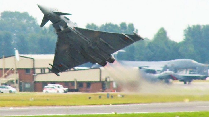 Typhoon Pilot Nearly Hits Tail Coming Out Of Loop | World War Wings Videos