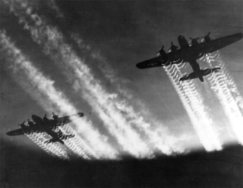 B-17 Flying Fortress Bombers Over Eastern Europe (Pinterest via british-eevee.tumblr.com)