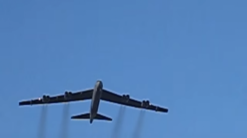 B-52 Bomber Flies Over College Football Game | World War Wings Videos