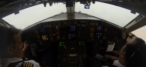 Landing 767 Jetliner During Heavy Rainfall