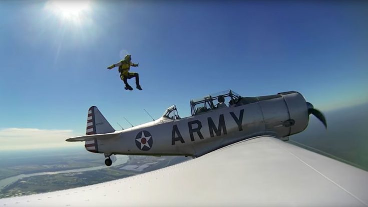 Skydiver Leaps Out Of T-6 Texan | World War Wings Videos