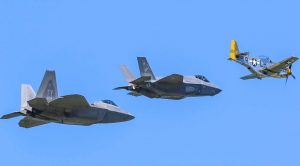P-51, F-22 and F-35 United In Heritage Flight – High-Definition Flyby