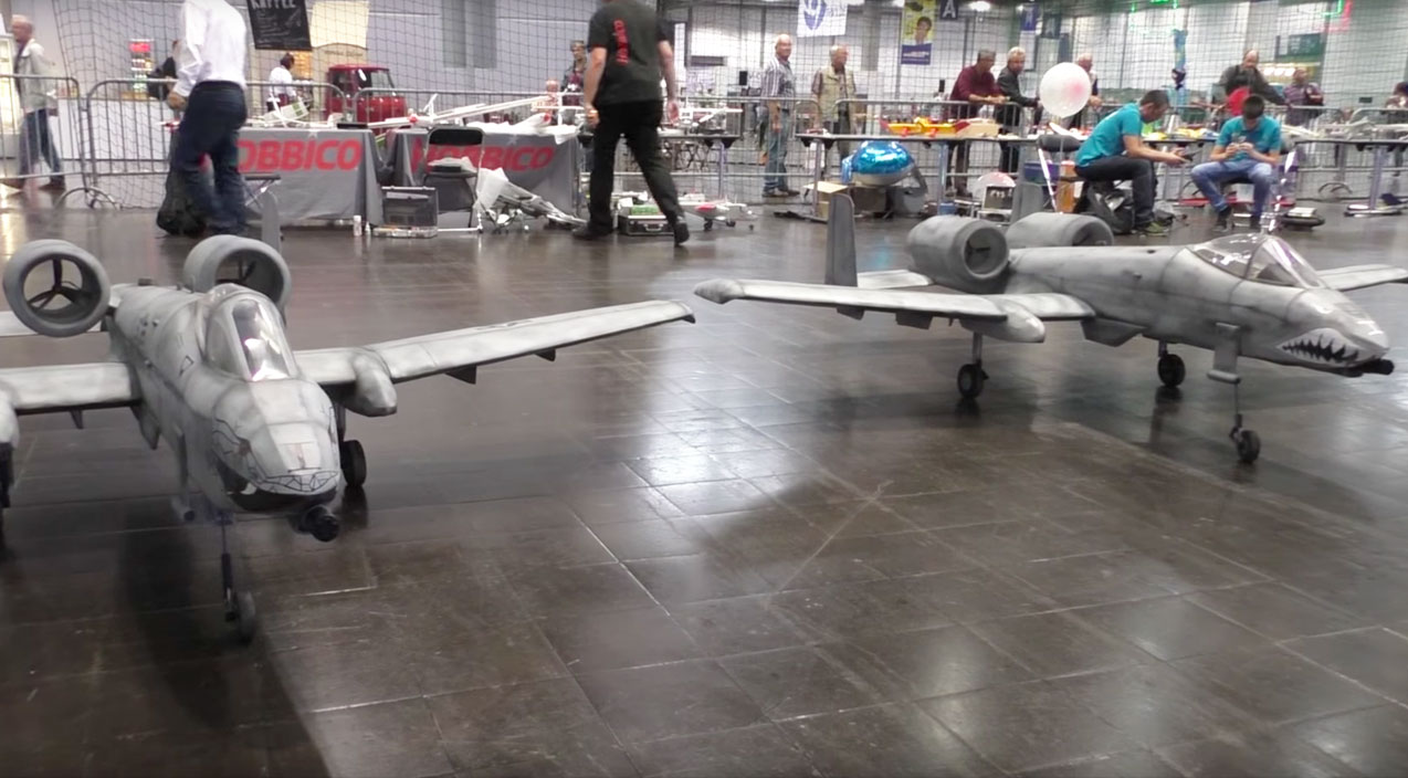 A Pair Of Giant RC A-10 Warthogs Flying Indoors - World War Wings