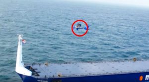 Daredevil Tries To Land On Slippery Deck Of A Moving Cargo Ship