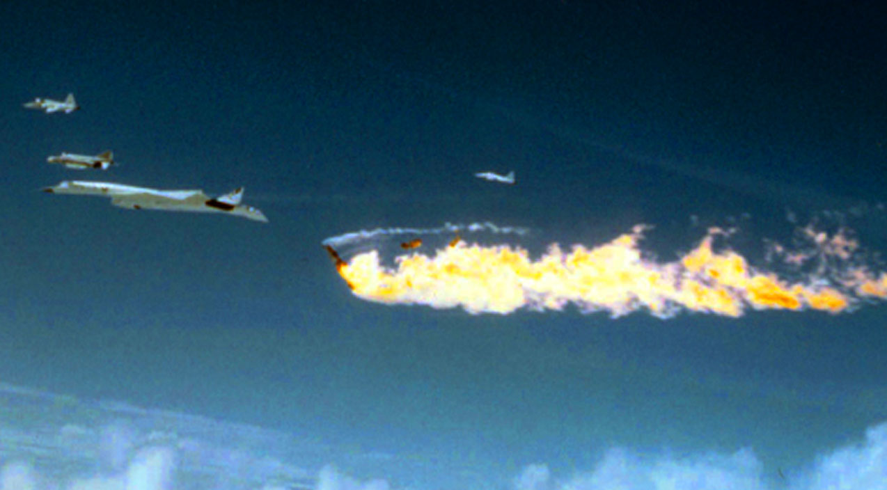XB-70 Valkyrie just after the collision with F-104 fighter