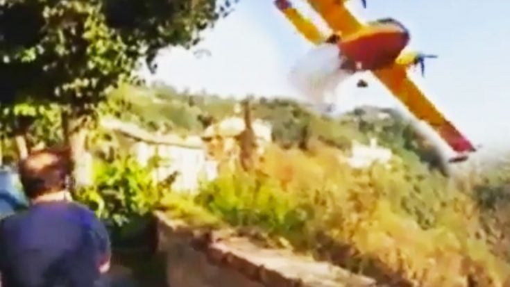 Water Bomber Accidentally Releases Fire Retardant On Village Street | World War Wings Videos