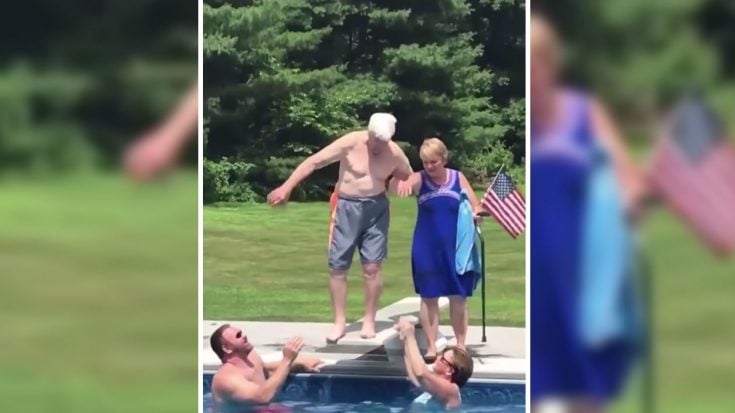 95 Year Old WWII Vet Belly Flops Into Pool | World War Wings Videos