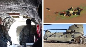 Nebraska National Guard Uses Helicopter To Drop Hay To Stranded Cattle