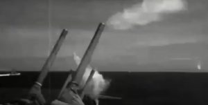 USS Hancock Takes Out Zero- Fuselage Falls on Deck