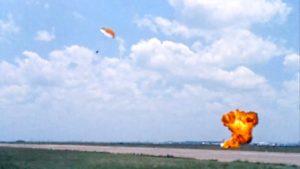 Neil Armstrong Ejects From Lunar Landing Research Vehicle