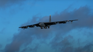 Two B-52s Crosswind Landing During Storm