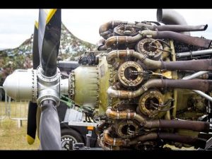 Big Aircraft Engines Cold Starting Up and Sound