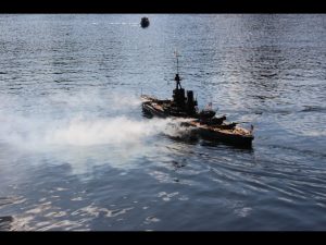 HMS Iron Duke with Firing Turrets