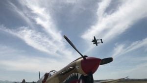 P-38 Low Pass with Explosions