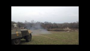 Firing the 37mm cannon on the M8 Greyhound armored car
