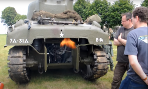 Sherman M4A1 starting and spitting flames
