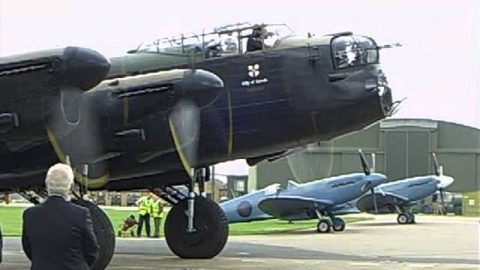 An Avro Lancaster starts up, taxies out, takes off and does a flyby | World War Wings Videos