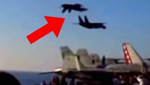 Dangerous Stunt Over Aircraft Carrier