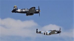 P-51 and F4U Corsair Flyby