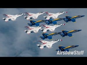 Blue Angels and Thunderbirds Fly Together Over New York City