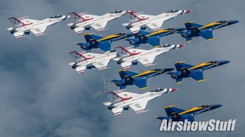Blue Angels and Thunderbirds Fly Together Over New York City | World War Wings Videos