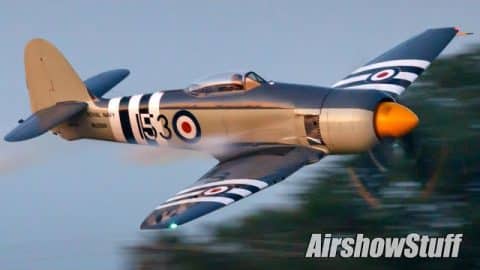 Hawker Sea Fury Twilight Aerobatics – EAA AirVenture Oshkosh 2022 | World War Wings Videos