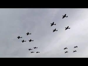 16 Spitfires Flying In Formation