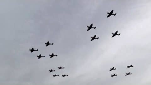 16 Spitfires Flying In Formation | World War Wings Videos