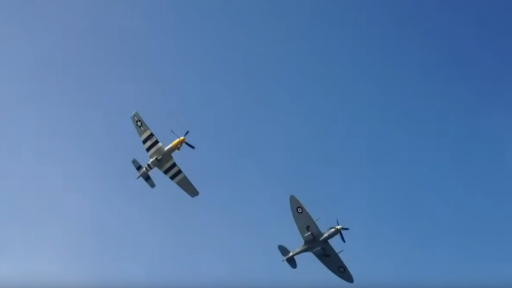 Supermarine Spitfire Low Pass with P-51 Mustang | World War Wings Videos