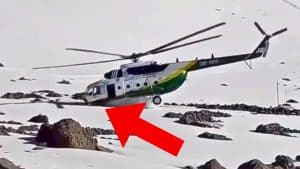Helicopter Gets Dragged Through Snow, Loses Nose Gear