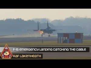F-15 EMERGENCY LANDING USING THE ARRESTOR CABLE