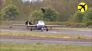 FIGHTER JET DESTROYS RUNWAY DURING TAKEOFF