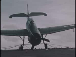 TBM Avenger Crashes Nose First on USS Block Island
