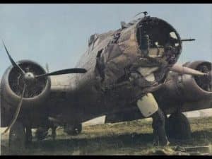 B-17 BOMBERS RETURN WITH COMBAT DAMAGE