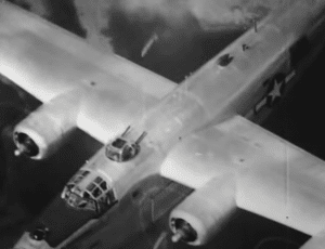 Archival Footage of B-24 Liberator Bomber Shot Down During Carolines Raid in WWII
