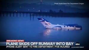 Plane Skids Off Oregon Runway Into Bay, Injuring Five