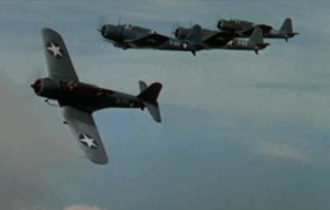 Dramatic Scenes from the 1976 Film Midway Show American Bombers Shredded by Japanese Air Patrols